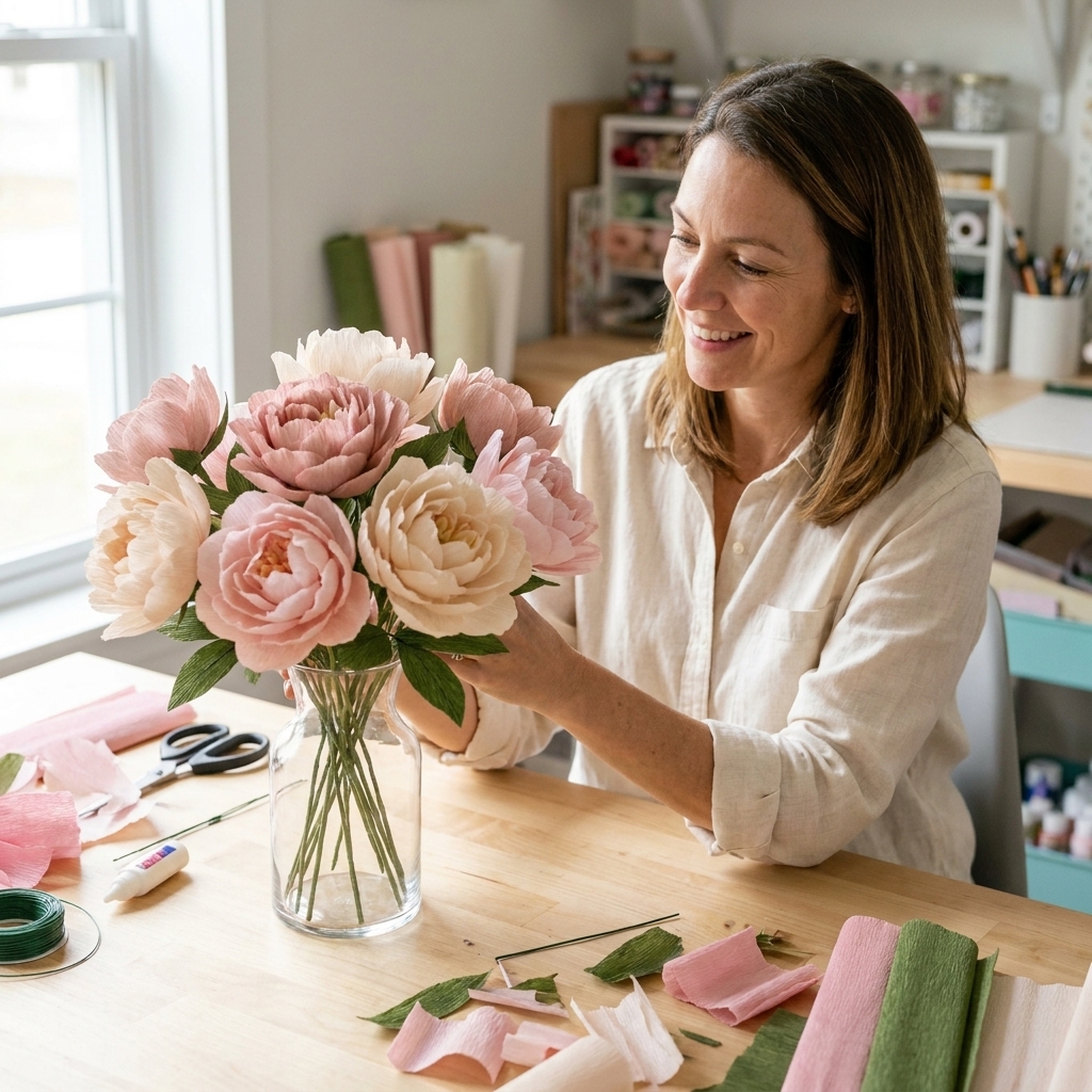 Realistic Crepe Paper Peonies