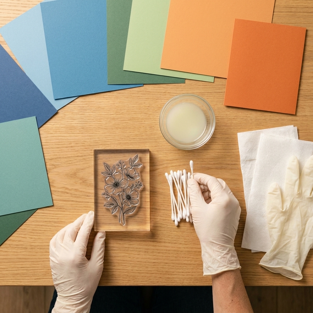 Stamping with Bleach on Cardstock