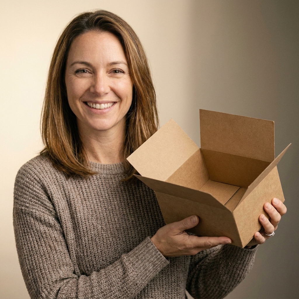 An open pop-up box card base standing up with its top flaps folded outward, showing the open interior and the uncut, open-ended bottom